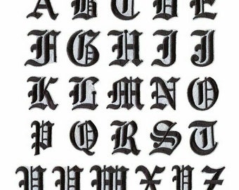 Patchs lettres noirs à repasser/coudre sur des vêtements de broderie alphabet rétro