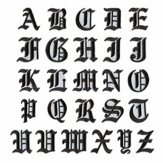 Letter Black Patch Patches Iron on / Sew on Retro Alphabet