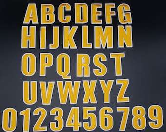 Patchs numéros blancs jaunes à repasser/coudre les numéros de broderie alphabet rétro