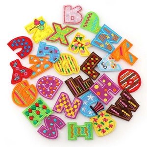 Parche de letras Parches para planchar/coser en ropa de bordado de alfabeto retro para niños