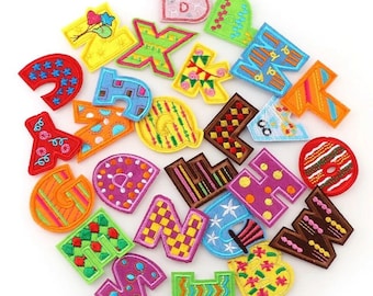 Letter Patch Patches Iron on / Sew on Retro Alphabet Embroidery Clothes Children