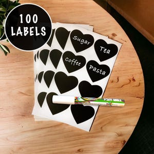 100 peças adesivos de quadro de giz de vinil etiquetas reutilizáveis coração cozinha artesanato presentes caneta de giz líquido