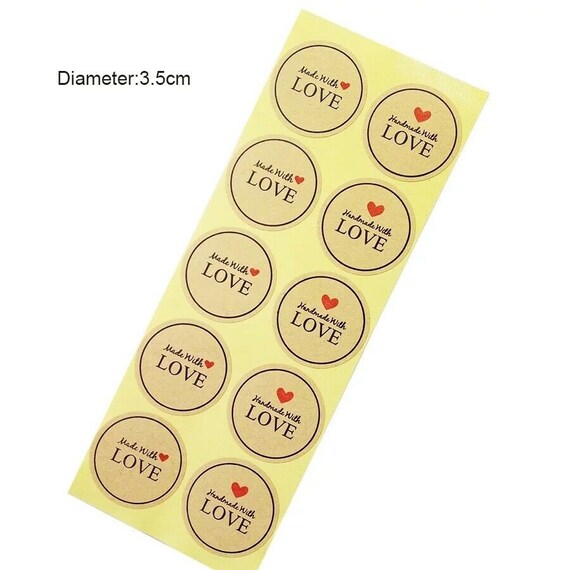 Wrapping paper Bakes School Hand Made With Love Stickers HandMade Labels Crafts Round Stickers Thank you Gifts 25mm Brown Stickers