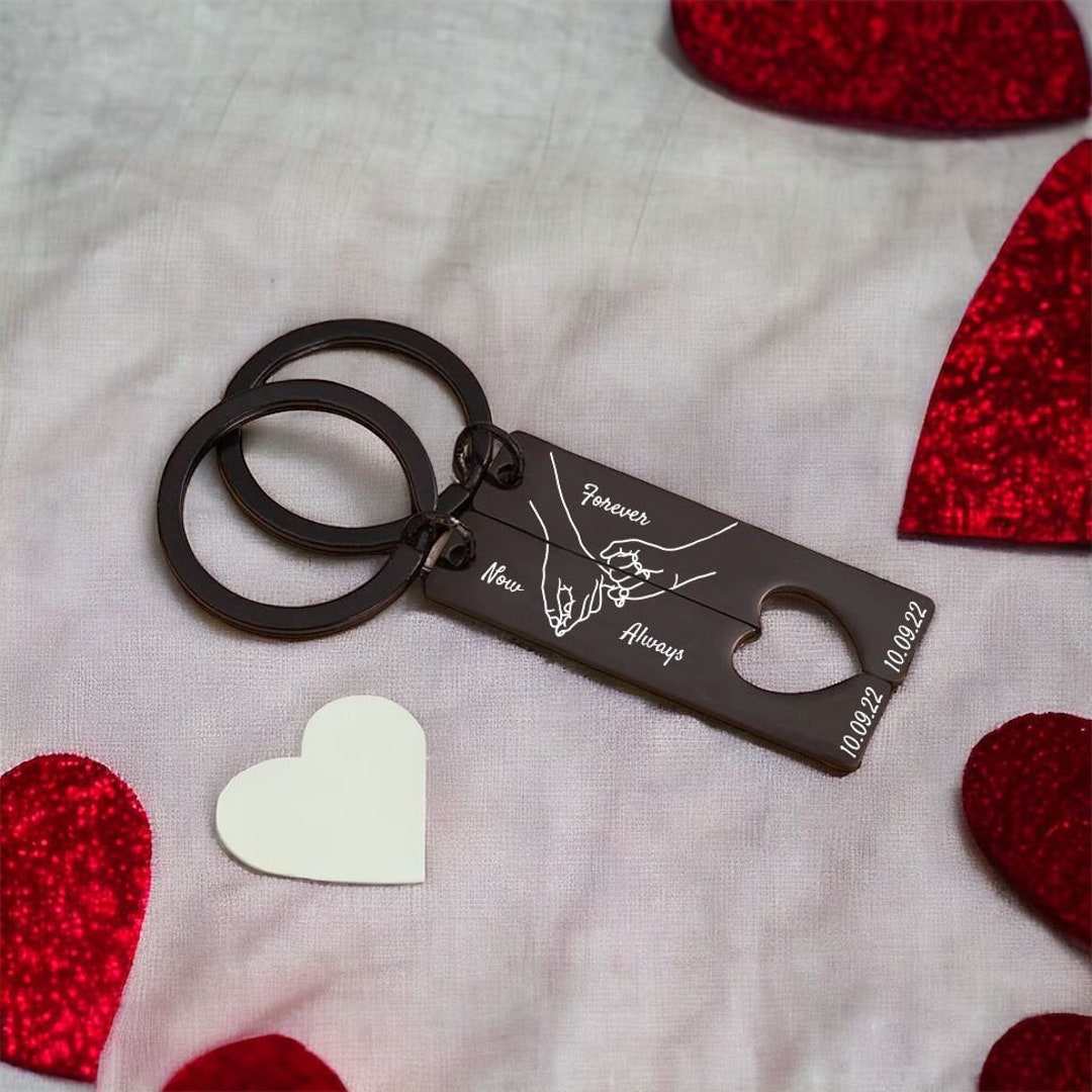 Swear Key Rings Personalised Pinky Swear Keyring Set - Stainless Steel Couple Gift ...