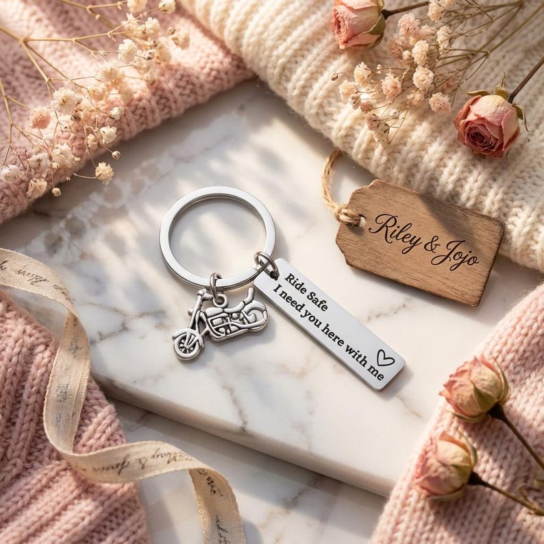 Personalised Motorbike Keyring, Ride Safe I Need You Here With Me, Motorcycle Keychain, Biker Gift for Him, Boyfriend Husband Dad Gift image 13