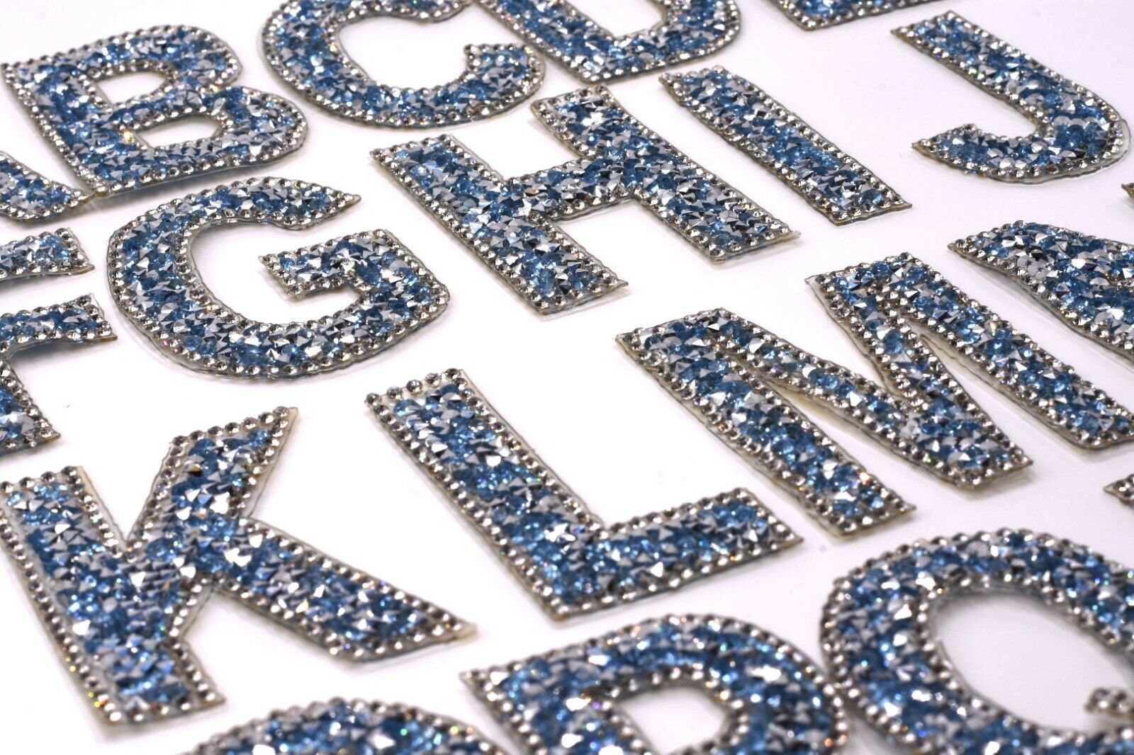 Blue Large Rhinestone Sparkle Letter Patch Patches Iron on Etsy UK