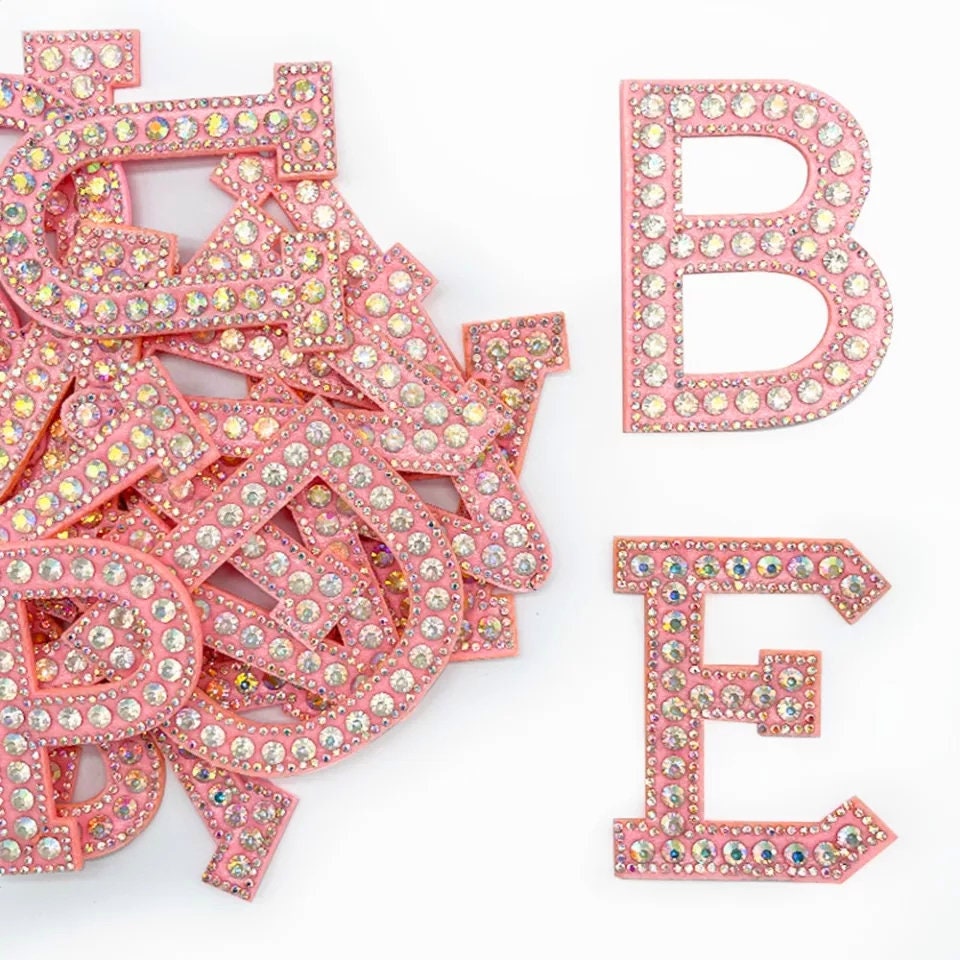 PINK Letter Patch Patches Sew on / Iron on Alphabet Embroidered Clothes  Letters 