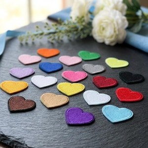 Set of 3 Heart Iron On / Sew On Embroidered Patches Love Badge