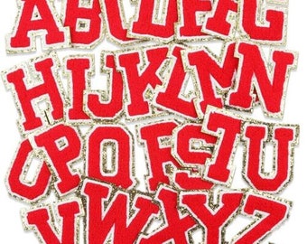 Large 8.5cm Red Christmas Chenille Patch Letter Patches Iron on /Sew on Alphabet Gold