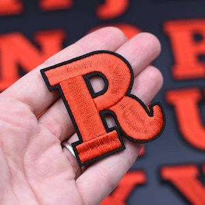 5.5cm Red Letter / Number Patch Patches Iron on / Sew on Alphabet Embroidery