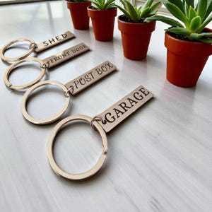 Personalized Engraved Stainless Steel Keychain – New Homeowner Gift Garage Patio Front Door, Shed, Housewarming Custom Name Tag Personalised