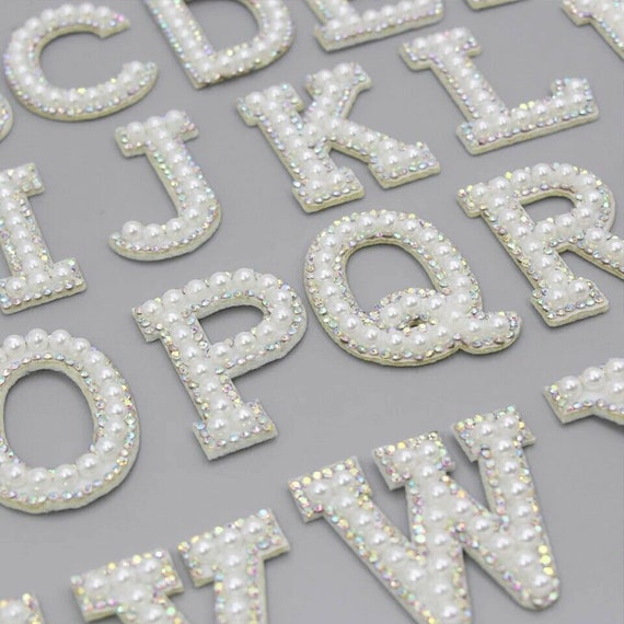 Rainbow Pearl Alphabet Rhinestone Letters with Iron On glue – Fifi's Craft