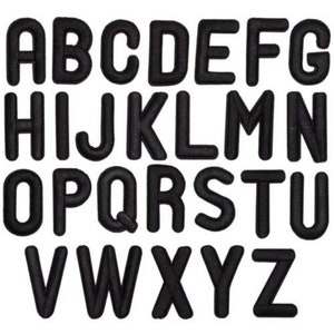 Parches de letras negras para planchar/coser en ropa bordada con alfabeto Retro