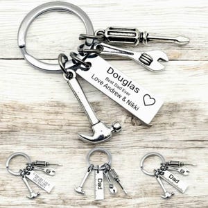 Cadeau fête des pères, cadeau, porte-clés, outils de bricoleur, porte-clés, papa, papa, grand-père, bricoleur, porte-clés en acier inoxydable, gravure laser personnalisée