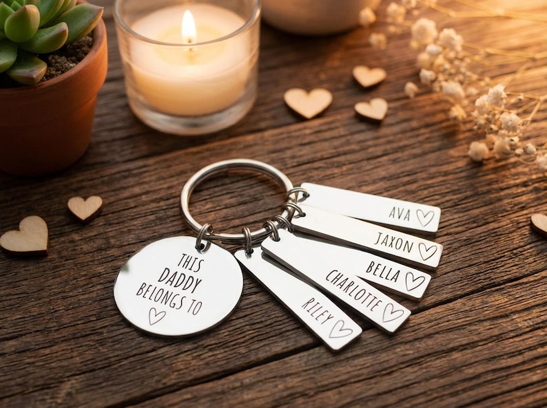 Llavero familiar personalizado, regalo de cumpleaños para mamá, mamá, abuela, mamá pertenece a, etiquetas personalizadas grabadas para papá, abuela, abuelo, amado por imagen 5