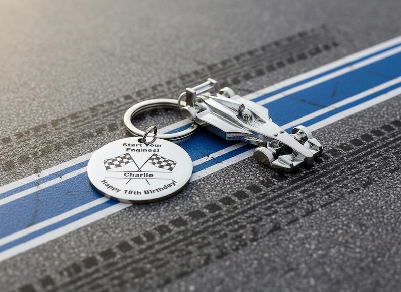 Personalised Racing Car Keyring – Custom Engraved Motorsport Gift, Perfect Stocking Filler for Car Lovers, Birthdays & Engraved Personalized image 5