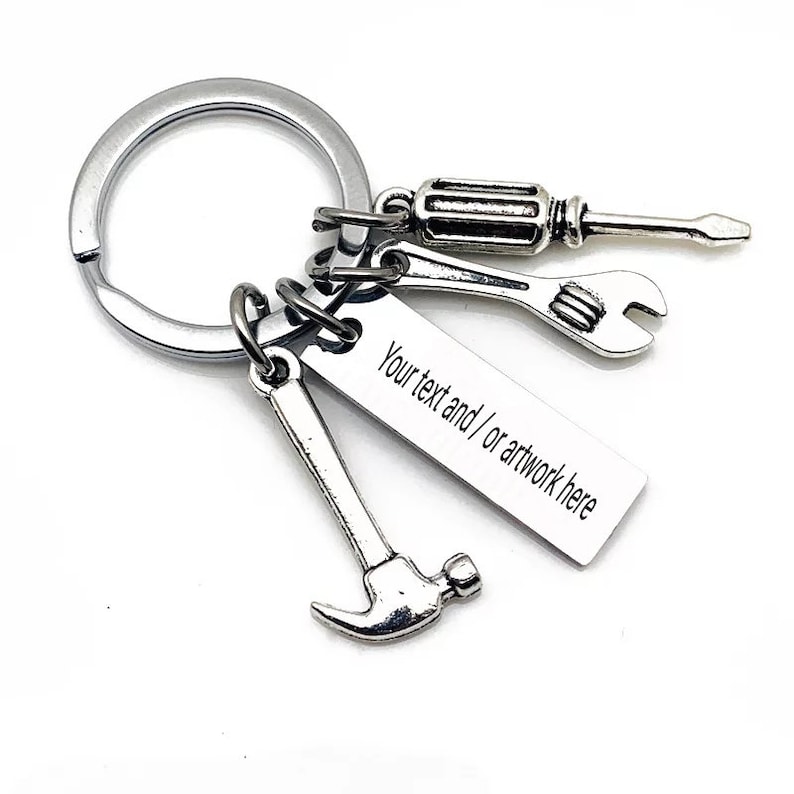 Personalised Keyring Dad Mum Handyman Valentine's Day Gift Key Ring Gift Stainless Steel Keyring Tools Engraving image 3