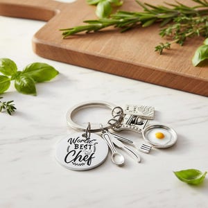Llavero de chef personalizado: dijes culinarios, regalo de panadero, recuerdo de cocinero, regalo para calcetines navideños