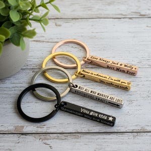 Personalised Bar Keyring Keychain, Custom made, Engraved, Customisable Text & Icons, Personalised gift, Mother's Day gift, Stainless Steel