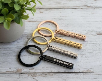 Personalised Bar Keyring Keychain, Custom made, Engraved, Customisable Text & Icons, Personalised gift, Mother's Day gift, Stainless Steel