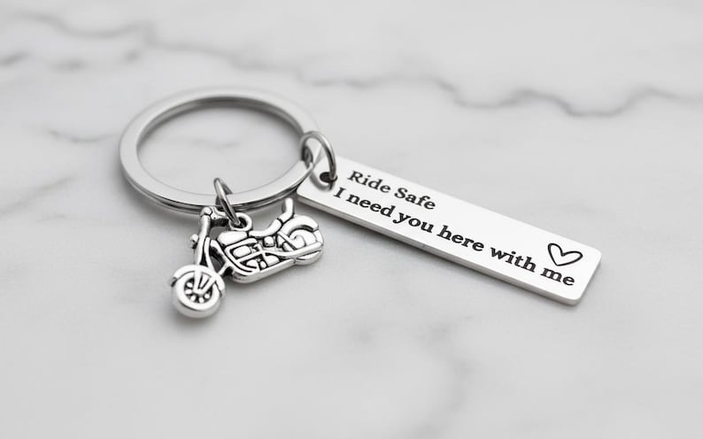 Personalised Motorbike Keyring, Ride Safe I Need You Here With Me, Motorcycle Keychain, Biker Gift for Him, Boyfriend Husband Dad Gift image 8