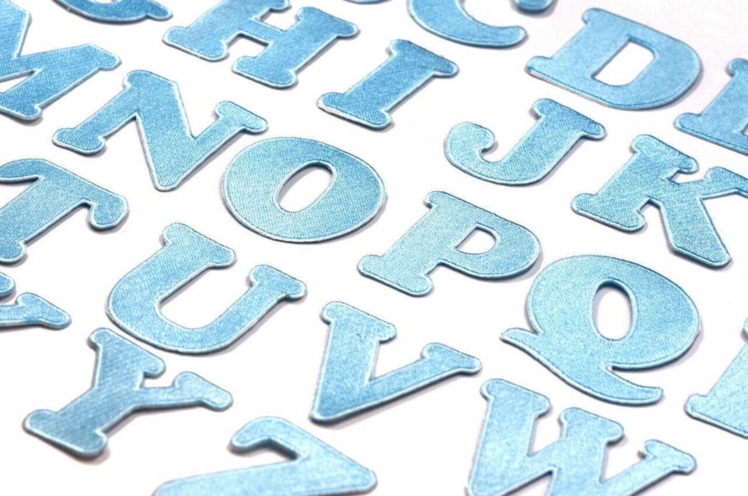 Baby Blue 5cm Letter Patch Patches Iron on /sew on Retro Alphabet ...