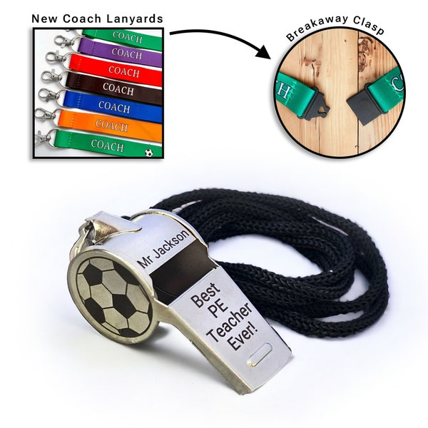 Personalised Whistle Engraved Silver Metal Referee Sports Rope Rugby Football Customised Football Valentines Day Gift