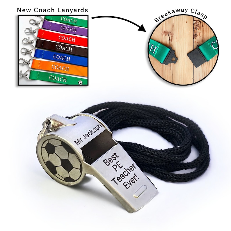 Personalised Whistle Engraved Silver Metal Referee Sports Rope Rugby Football Customised Football Valentines Day Gift 画像 1