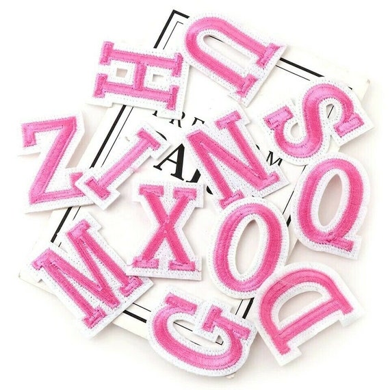 Pink Letter Patch Patches Iron on / Sew on Retro Alphabet