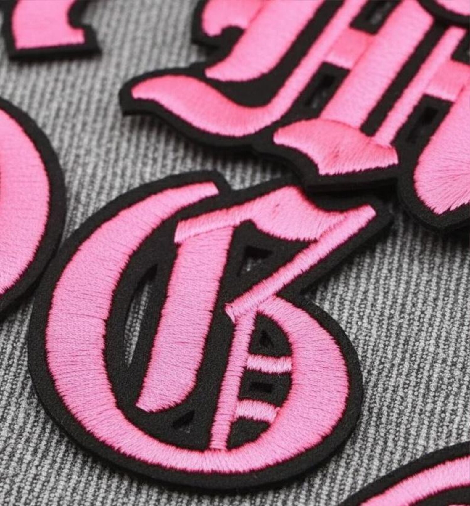 Letter Pink Patch Patches Iron on / Sew on Retro Alphabet Embroidery ...