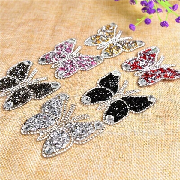 Rhinestone Butterfly Sparkle Patch Patches Iron on Alphabet Embroidery Clothes