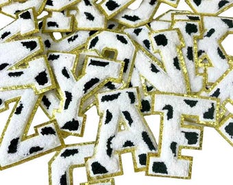 Écusson chenille imprimé animal Lettres à repasser/coudre broderie alphabet