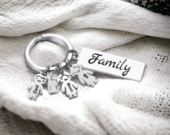 Personalised Family Keyring Engraved Customised Christmas Valentines Day Gift Pet Dog