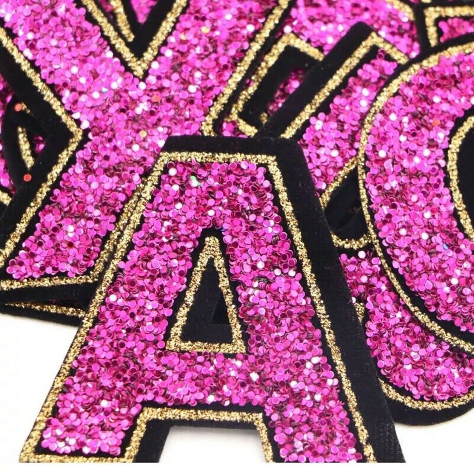 Pink Sequin Letter Patch Patches Iron on / Sew on Retro Etsy