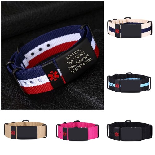 Personalised Medical ID Alert Bracelet for Engraving Stainless Steel Silicone Customised