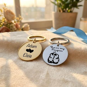 Llavero personalizado de Mi Pingüino: nombres grabados, regalo de San Valentín, recuerdo de aniversario. Nombres personalizados de "Eres mi Pingüino". Amor.
