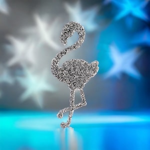 Rhinestone Flamingo 23.5cm Bird Silver Patch Patches Iron on Alphabet Clothes Appliqué