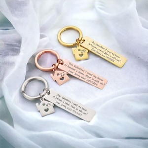 Día de San Valentín - Múdate conmigo, regalo personalizado grabado en acero inoxidable 1.ª casa Llaves para casa nueva
