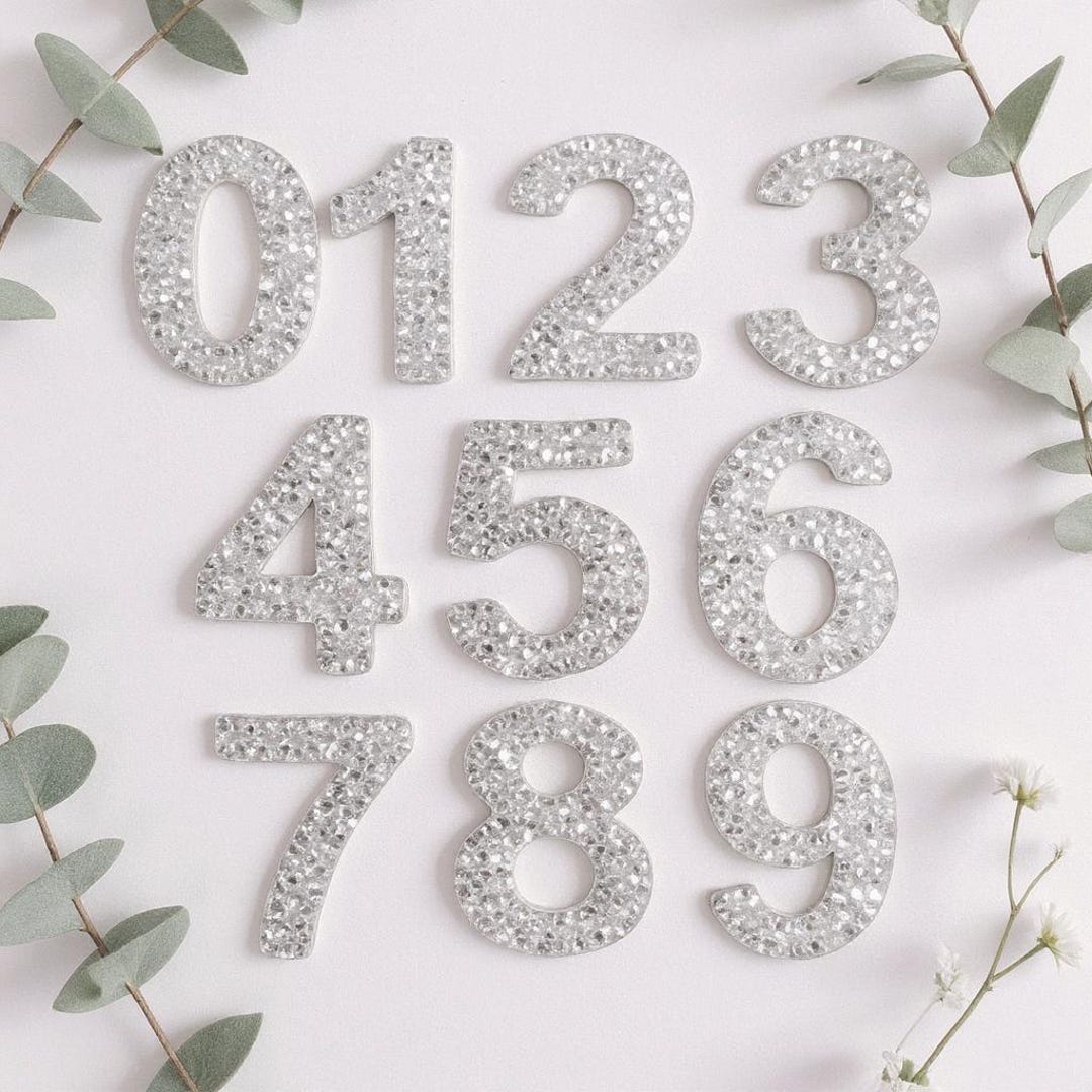Rhinestone Number Patch 5cm Patches Iron on / Sew on Alphabet ...