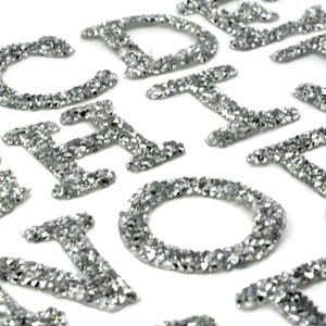 Silver Rhinestone Sparkle Letter Patch 5cm Patches Iron on Alphabet Embroidery Clothes