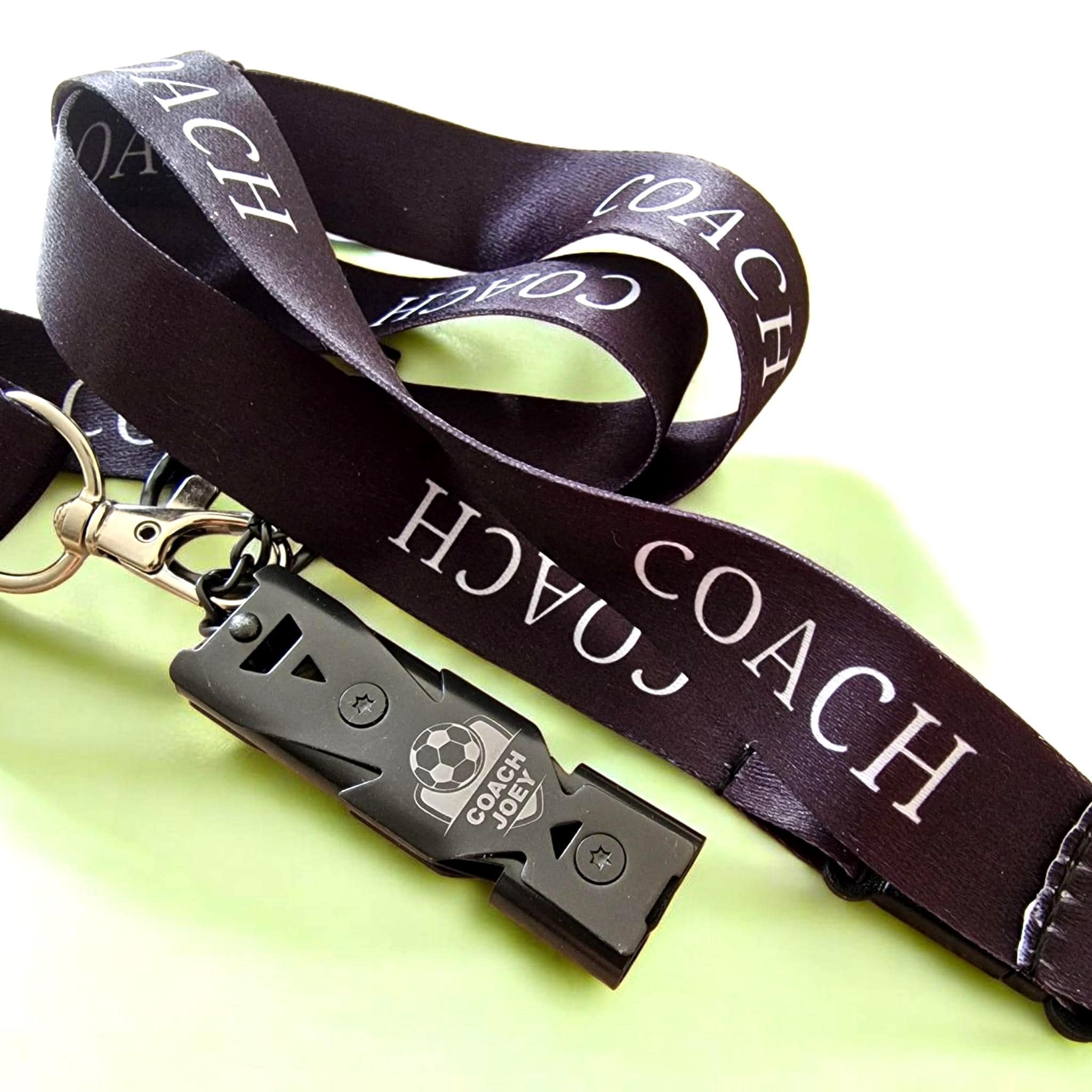 Personalised Engraved Loud Whistle: Stainless Steel Graphite Double Barrel, Coach Referee Gift with Lanyard