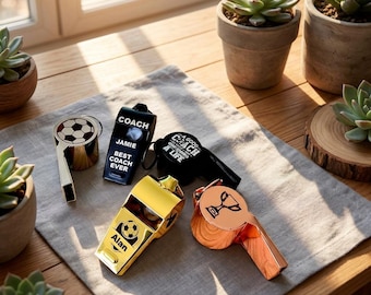 Personalised Whistle - Teacher Coach Referee Gift Silver Gold Stainless Steel Custom Sports Lanyard Football Rugby Soccer Back to School