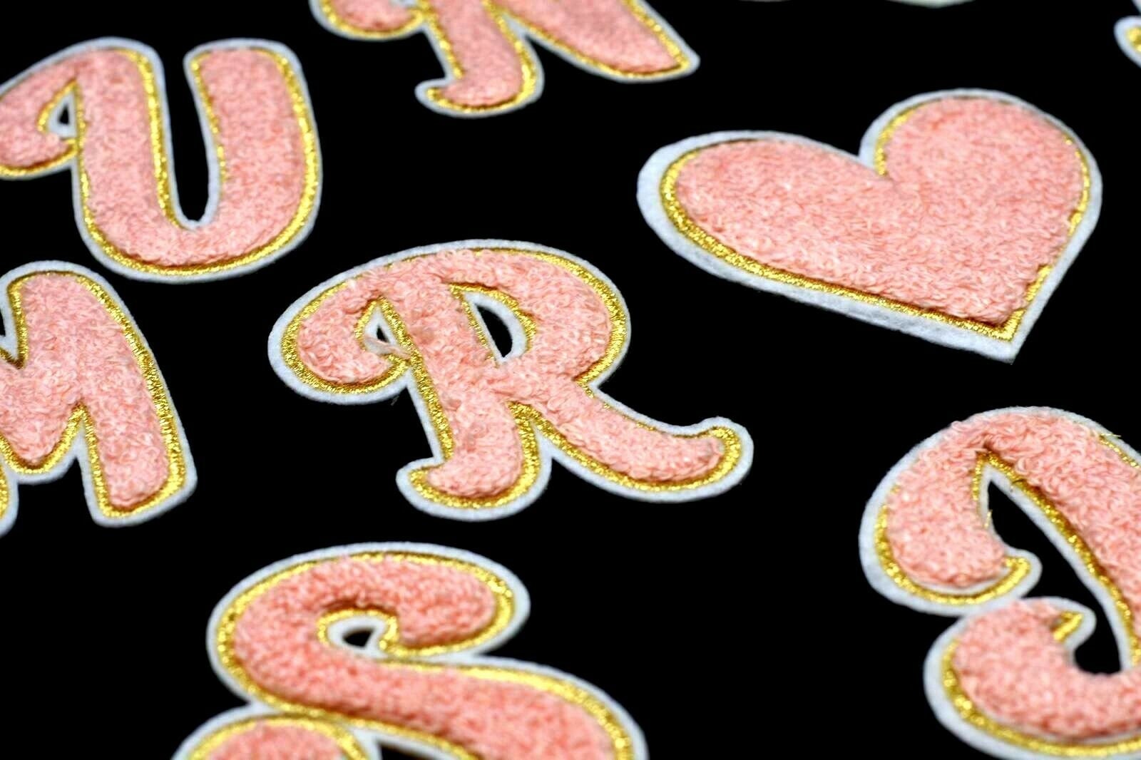 Quality Pink Chenille Letter Patch Large Size Iron On Towel Patches S…
