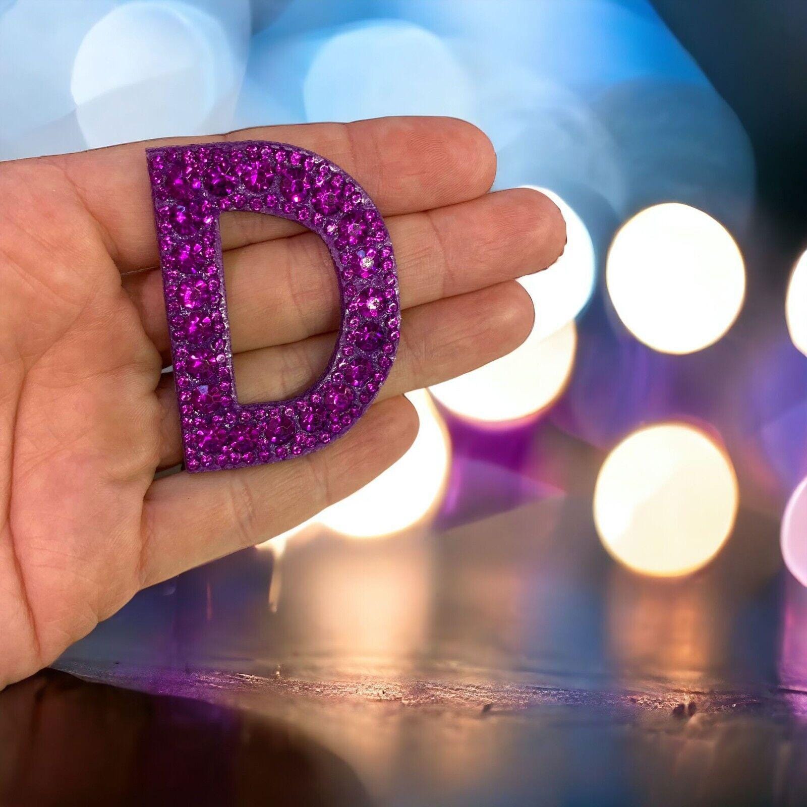 Purple Rhinestone Patch Letters Sparkle 5.5cm Patches Iron on Alphabet ...