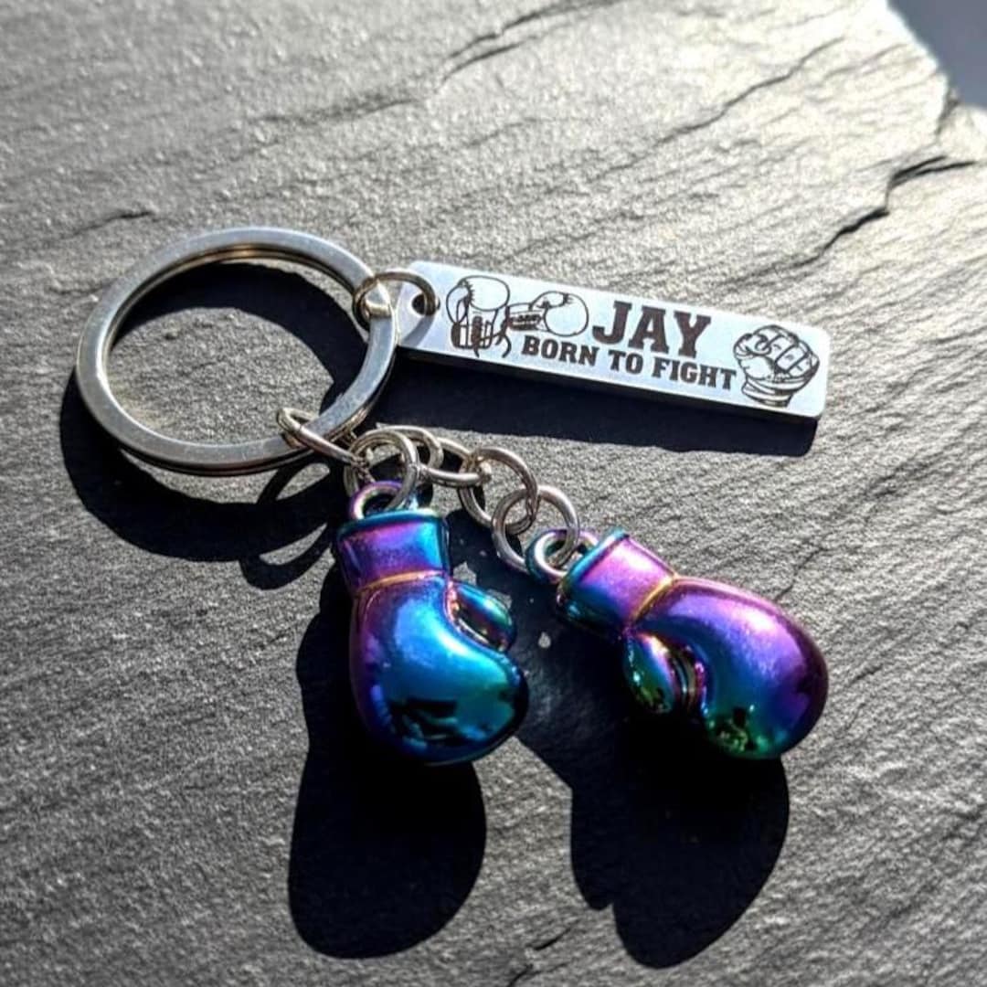 Personalised Boxing Keyring Stainless Steel Keychain With Glove Charms ...