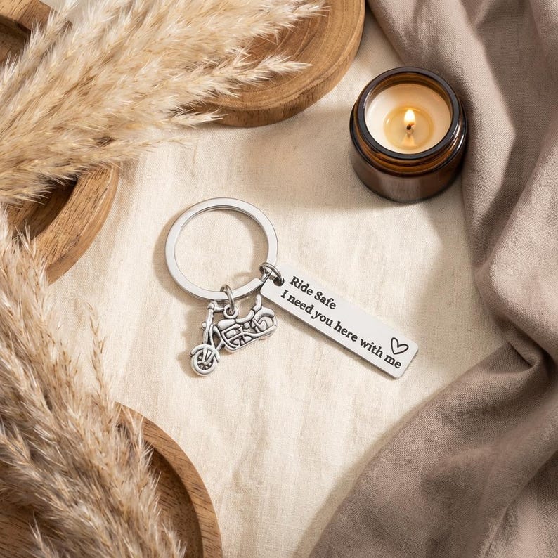 Personalised Motorbike Keyring, Ride Safe I Need You Here With Me, Motorcycle Keychain, Biker Gift for Him, Boyfriend Husband Dad Gift image 12