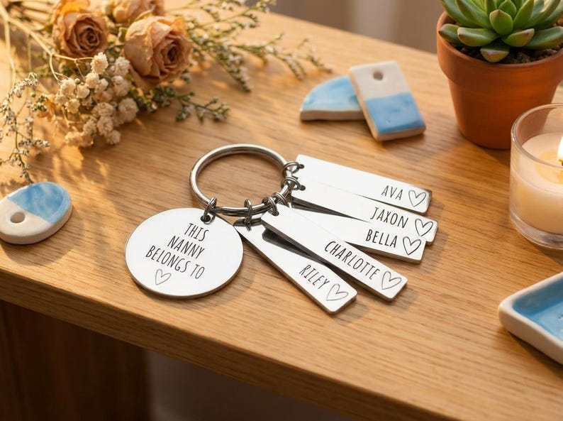 Llavero familiar personalizado, regalo de cumpleaños para mamá, mamá, abuela, mamá pertenece a, etiquetas personalizadas grabadas para papá, abuela, abuelo, amado por imagen 15