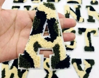 Cream 5cm Quality 3D Chenille Letter Patch Large Size Iron on Towel Patches  Sew on Alphabet Embroidery Clothes 
