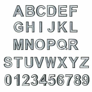 Parches de letras plateadas para planchar o coser, alfabeto retro, bordados, números