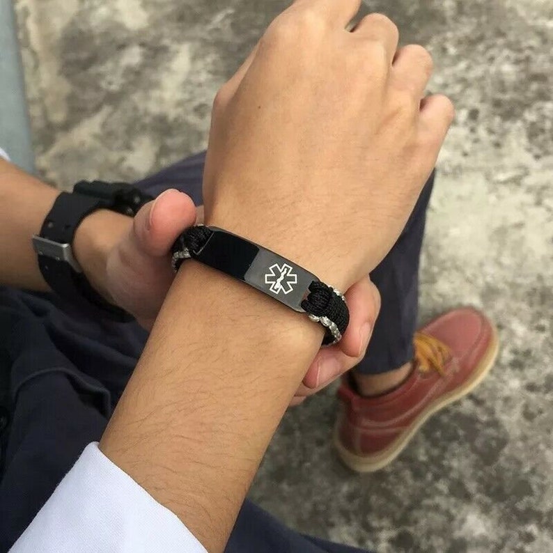 Customisable Medical Alert ID Rope Bracelets for Personalised Etsy UK